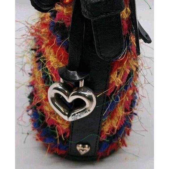 Y2K Brighton Small Fringed Eyelash Rainbow Handbag Purse Small Leather Fiesta - Picture 3 of 9